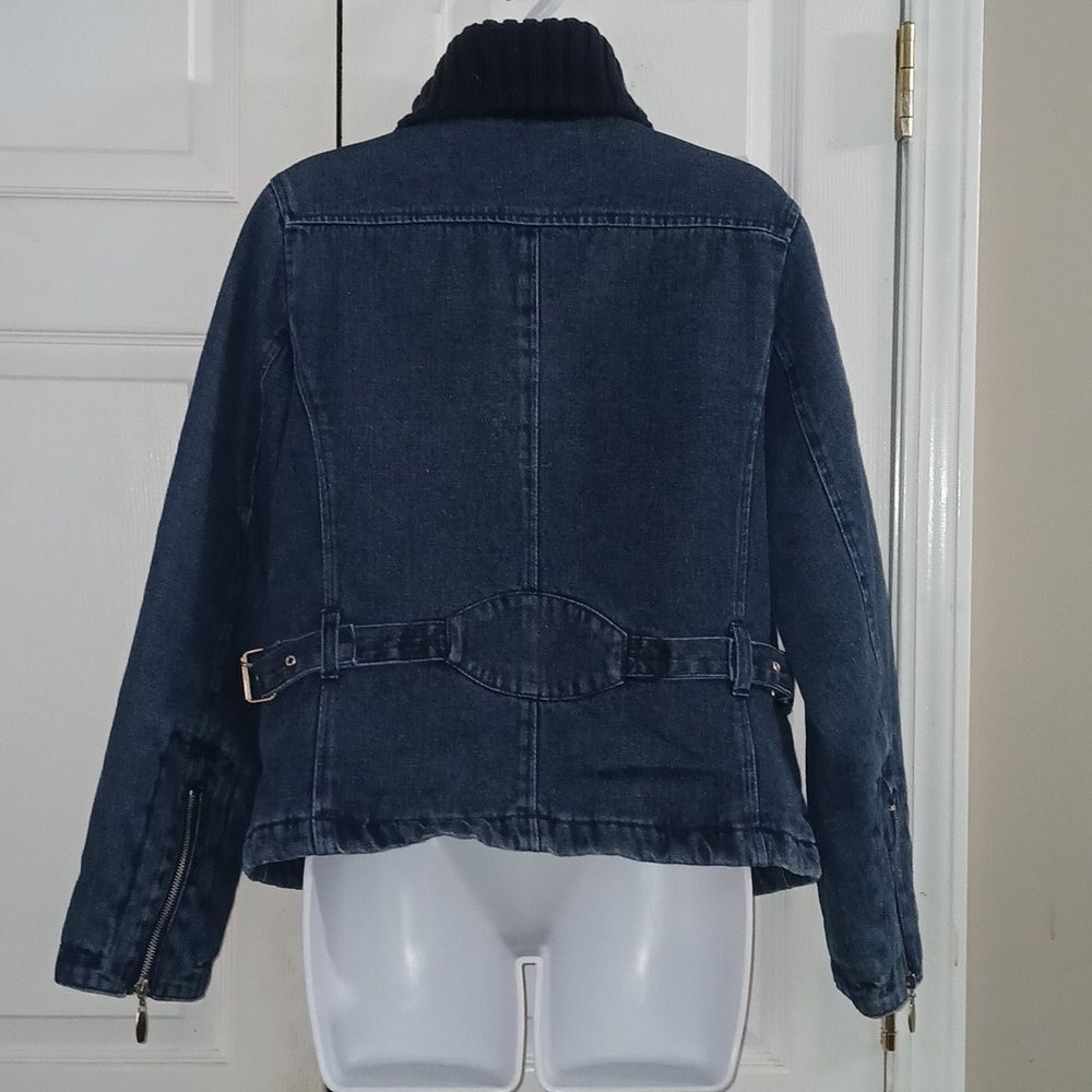 Faded Glory Outwear vintage winter denim jean jacket wide collar 90's Sz S NWOT - Picture 6 of 10